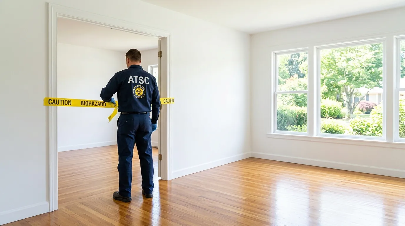 Certified biohazard cleanup crew performing Trauma Scene Cleanup in Fresno